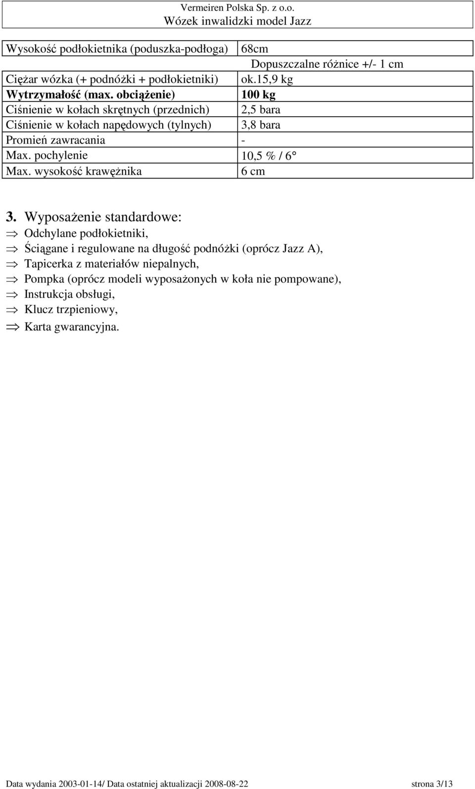 wysokość krawęŝnika 6 cm 3.