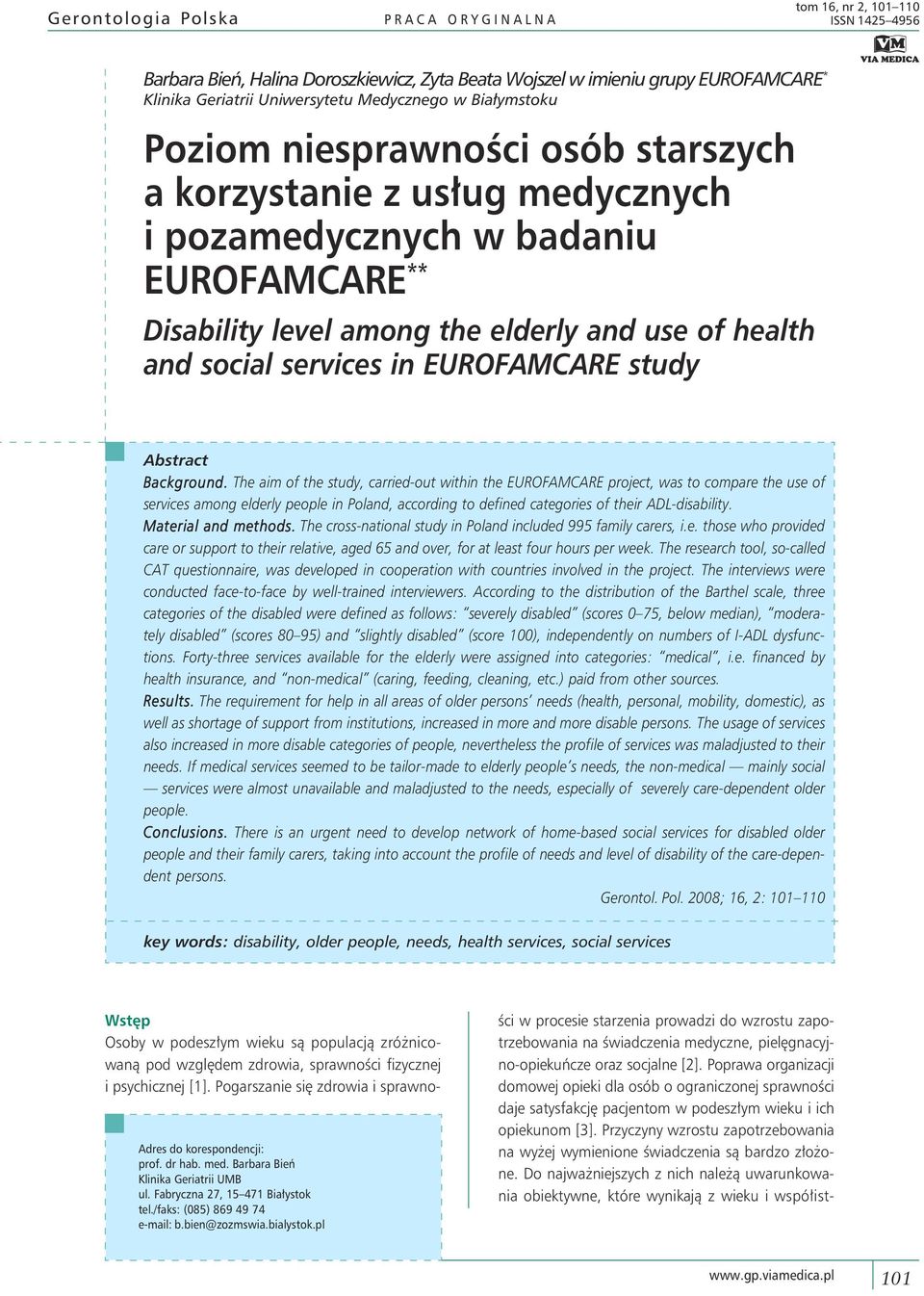 services in EUROFAMCARE study Abstract Background.