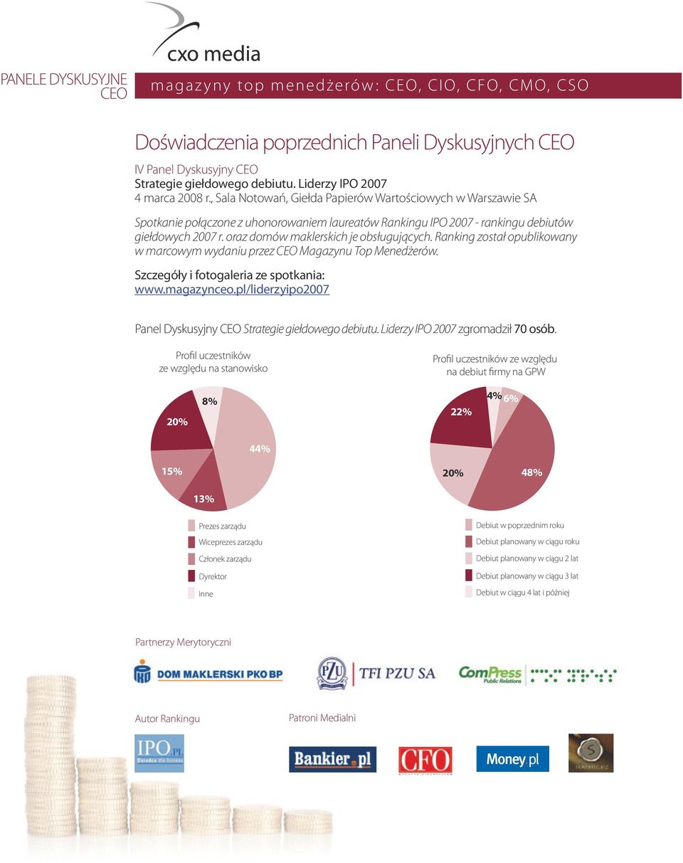 oraz domów maklerskich je obsługujących. Ranking został opublikowany w marcowym wydaniu przez Magazynu Top Menedżerów. Szczegóły i fotogaleria ze spotkania: www.magazynceo.