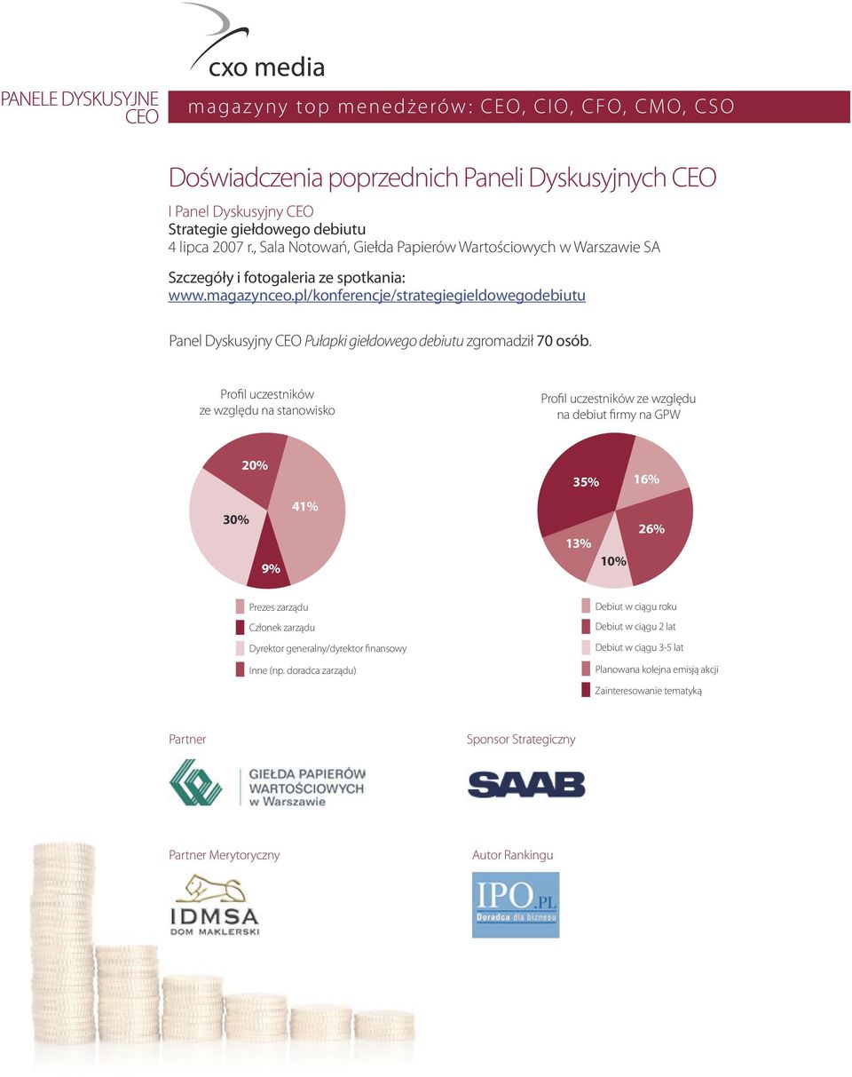 pl/konferencje/strategiegieldowegodebiutu Panel Dyskusyjny Pułapki giełdowego debiutu zgromadził 70 osób.