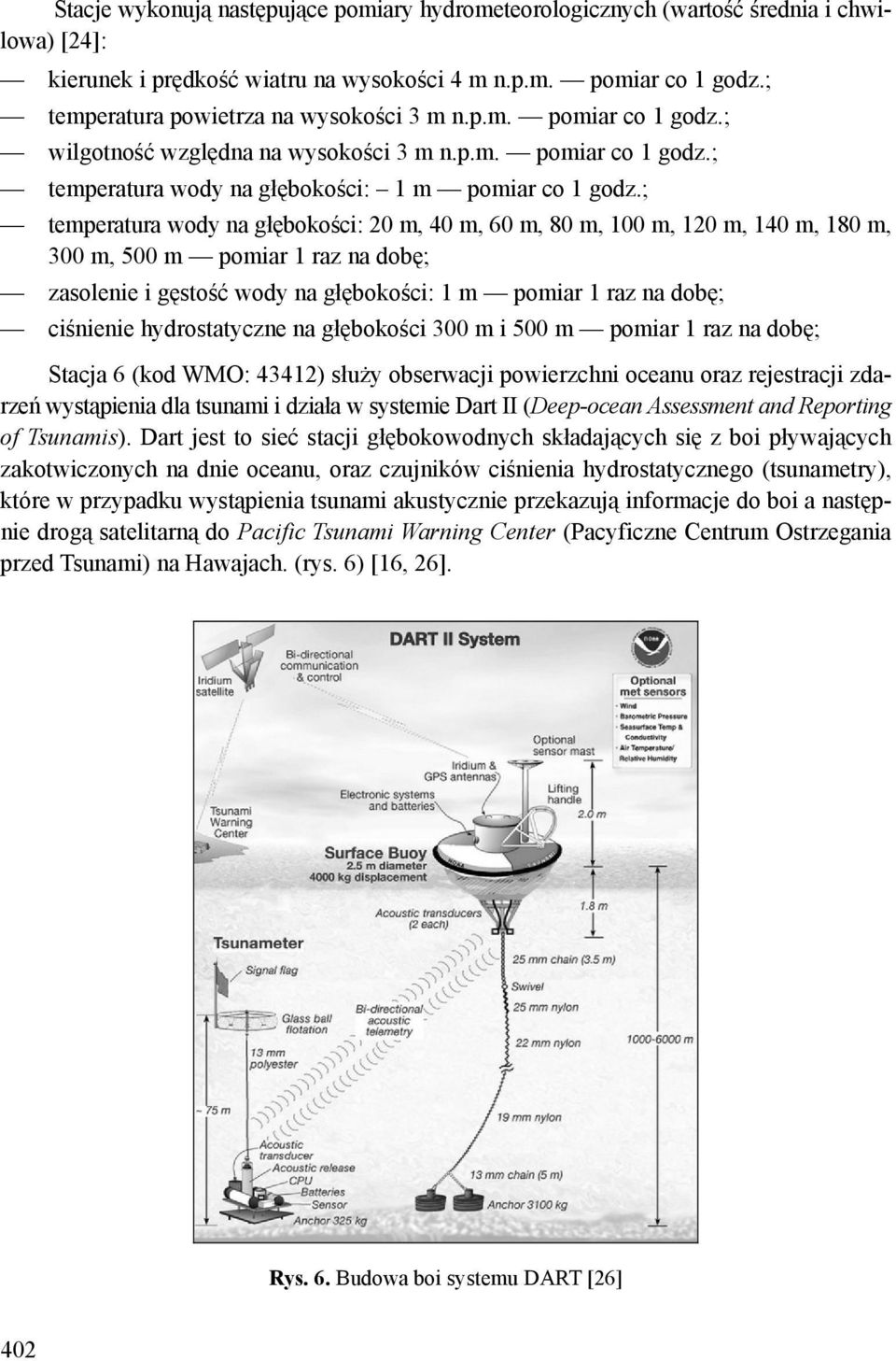 ; temperatura wody na głębokości: 20 m, 40 m, 60 m, 80 m, 100 m, 120 m, 140 m, 180 m, 300 m, 500 m pomiar 1 raz na dobę; zasolenie i gęstość wody na głębokości: 1 m pomiar 1 raz na dobę; ciśnienie