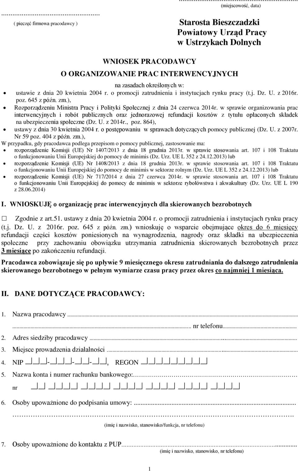 ), Rozporządzeniu Ministra Pracy i Polityki Społecznej z dnia 24 czerwca 2014r.