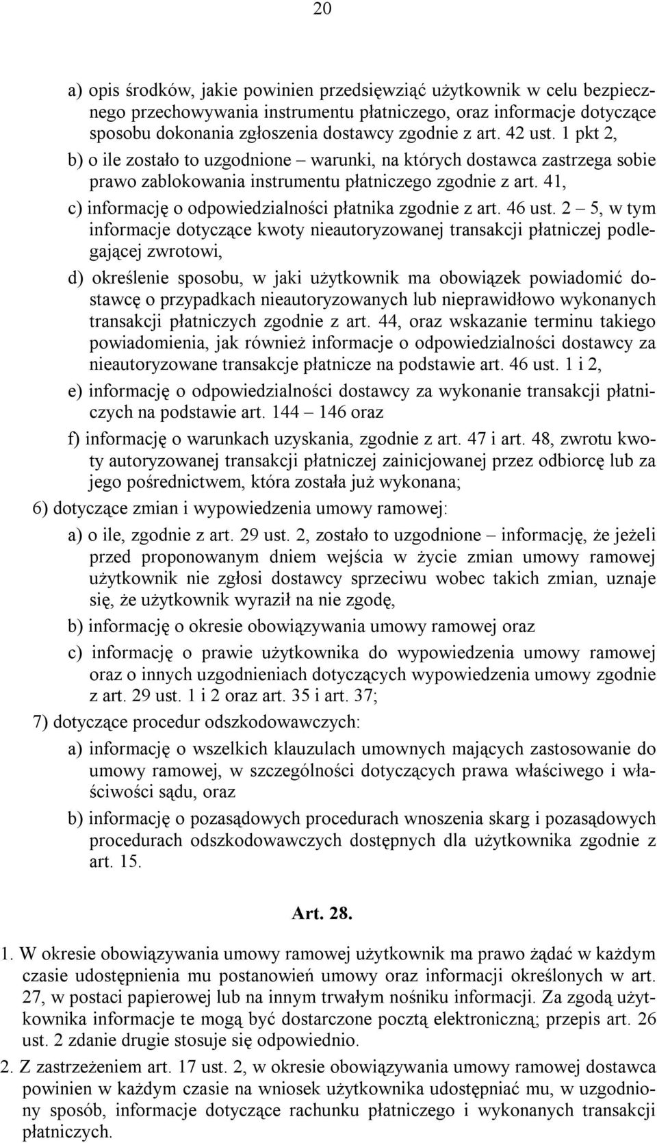 41, c) informację o odpowiedzialności płatnika zgodnie z art. 46 ust.