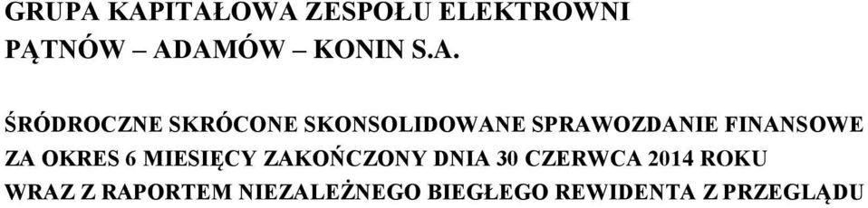 FINANSOWE ZA OKRES 6 MIESIĘCY ZAKOŃCZONY DNIA 30 CZERWCA