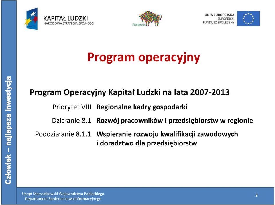 1 Rozwój pracowników i przedsiębiorstw w regionie Poddziałanie