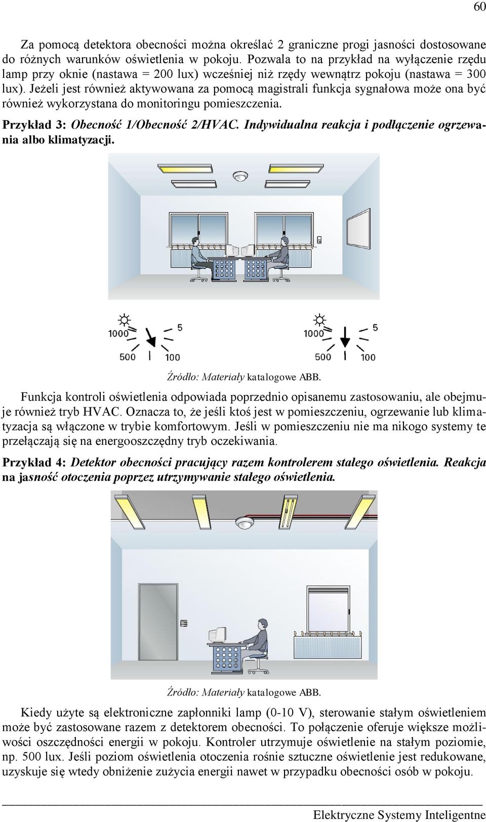 Jeżeli jest również aktywowana za pomocą magistrali funkcja sygnałowa może ona być również wykorzystana do monitoringu pomieszczenia. Przykład 3: Obecność 1/Obecność 2/HVAC.