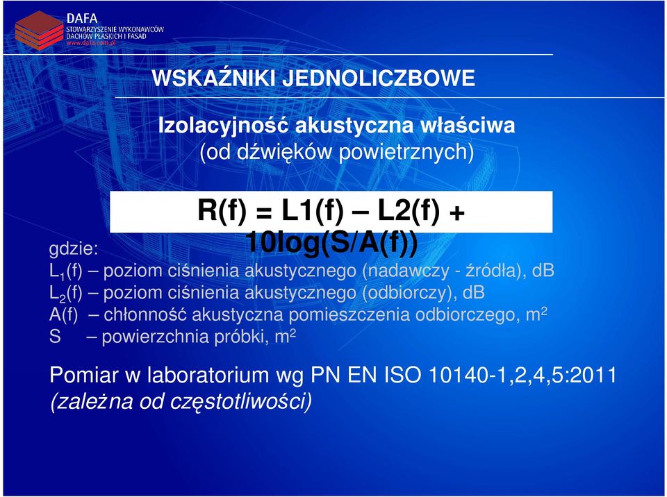 poziom ciśnienia akustycznego (odbiorczy), db A(f) chłonność akustyczna pomieszczenia odbiorczego, m