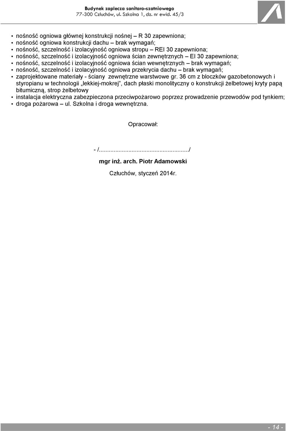 wymagań; zaprojektowane materiały - ściany zewnętrzne warstwowe gr.