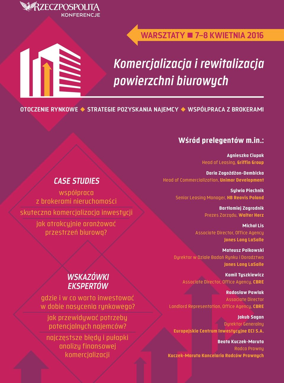 Daria Zagożdżon-Dembicka Head of Commercialization, Unimor Development Sylwia Piechnik Senior Leasing Manager, HB Reavis Poland Bartłomiej Zagrodnik Prezes Zarządu, Walter Herz Michał Lis Associate