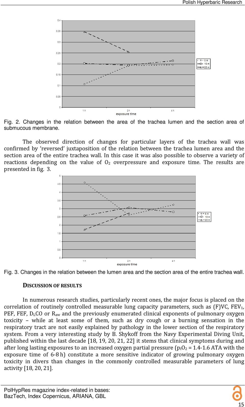 trachea wall. In this case it was also possible to observe a variety of reactions depending on the value of O 2 overpressure and exposure time. The results are presented in fig. 3.