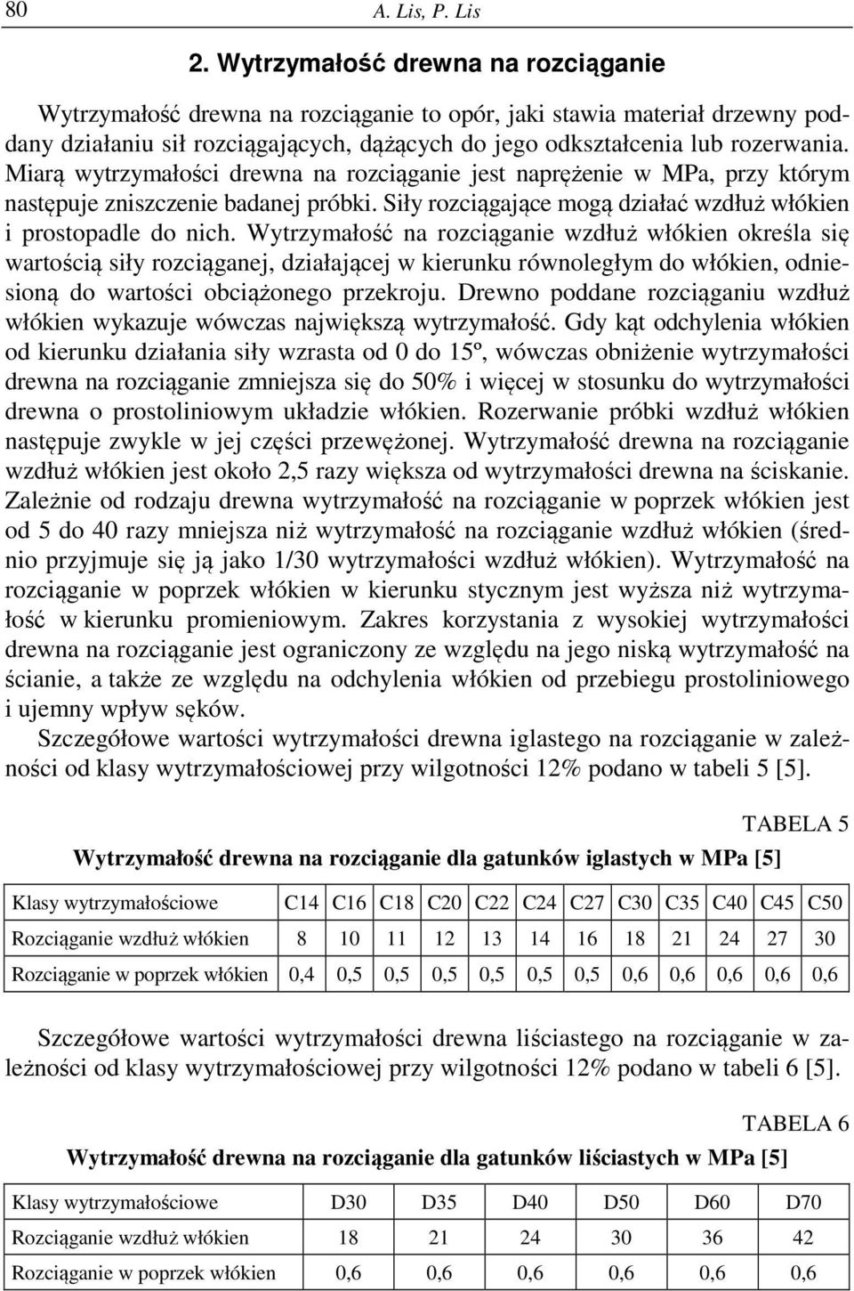 na rozciąganie wzdłuż włókien określa się wartością siły rozciąganej, działającej w kierunku równoległym do włókien, odniesioną do wartości obciążonego przekroju.
