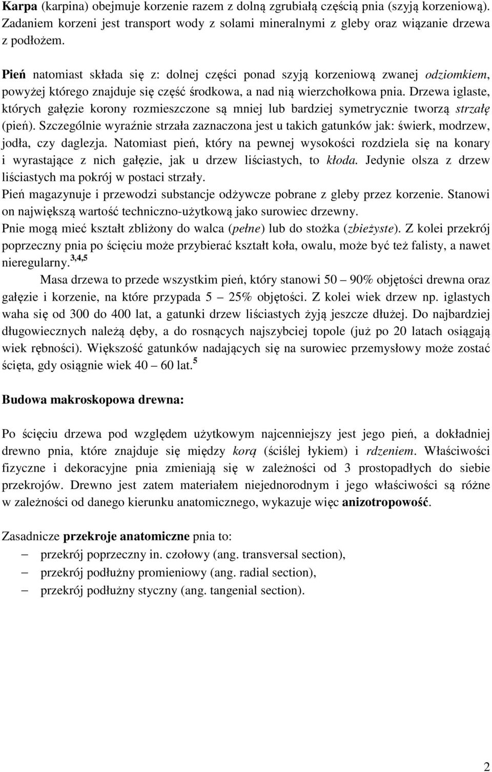 Drzewa iglaste, których gałęzie korony rozmieszczone są mniej lub bardziej symetrycznie tworzą strzałę (pień).