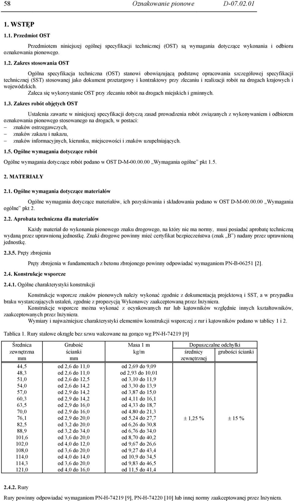 Zakres stosowania OST Ogólna specyfikacja techniczna (OST) stanowi obowiązującą podstawę opracowania szczegółowej specyfikacji technicznej (SST) stosowanej jako dokument przetargowy i kontraktowy