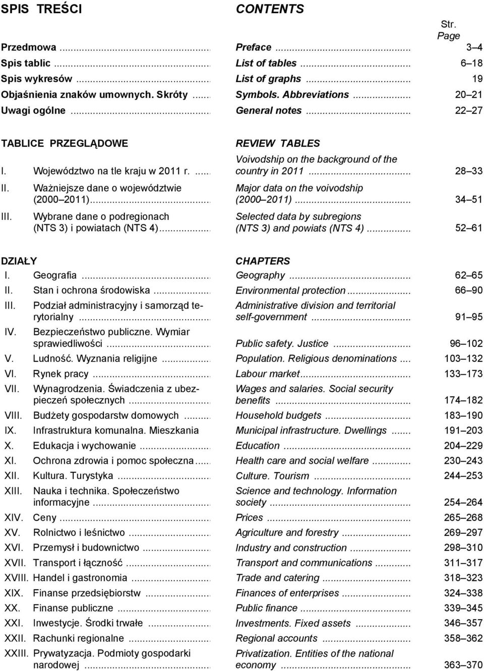 Wybrane dane o podregionach (NTS 3) i powiatach (NTS 4)... REVIEW TABLES Voivodship on the background of the country in 2011... 28 33 Major data on the voivodship (2000 2011).