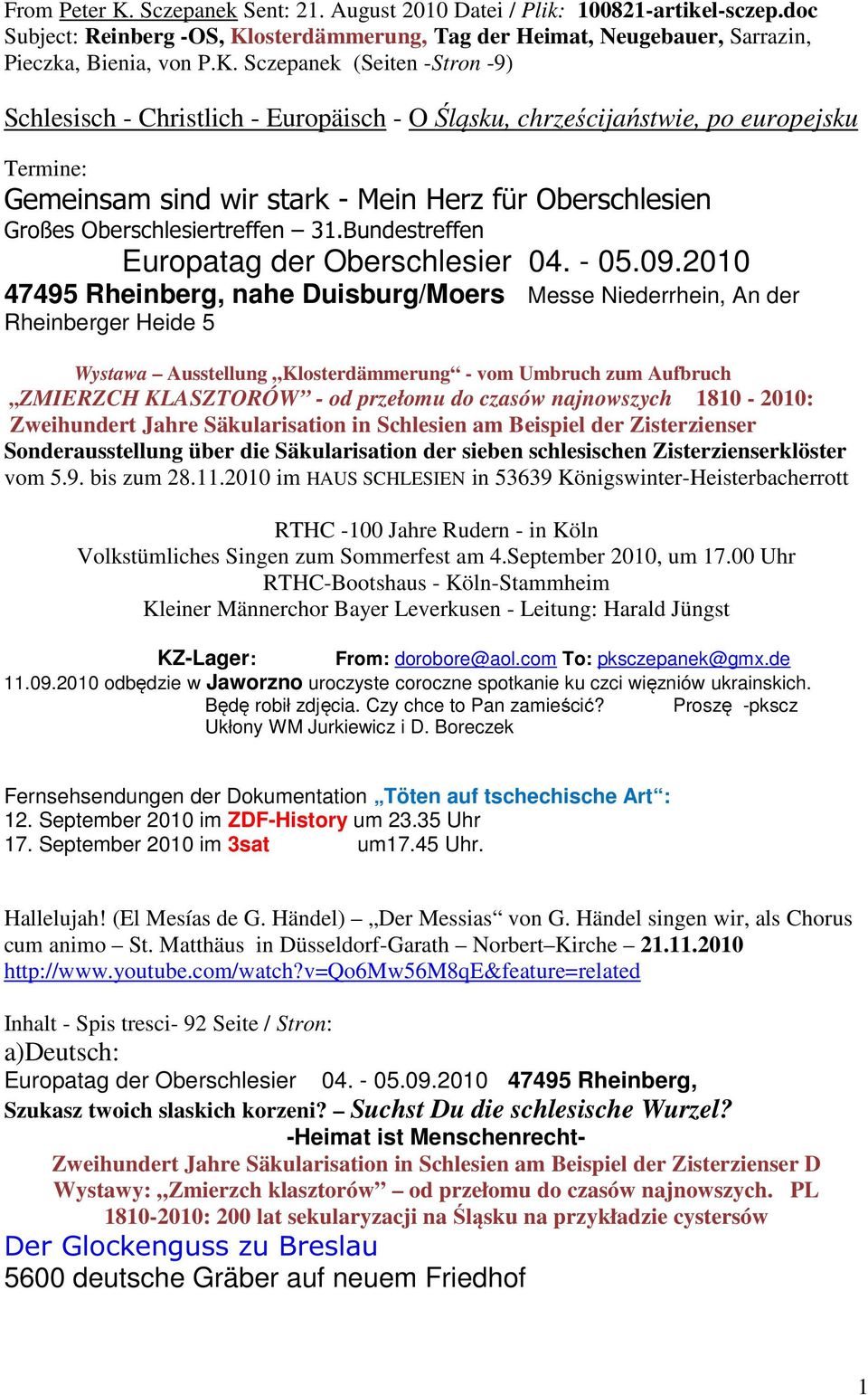 osterdämmerung Tag der Heimat Neugebauer Sarrazin Pieczka Bienia von P K