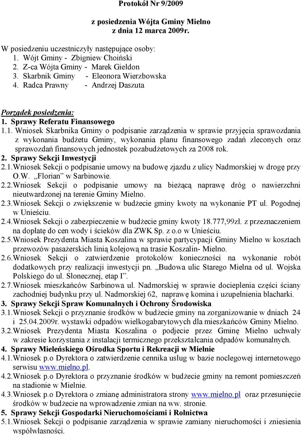 Sprawy Referatu Finansowego 1.
