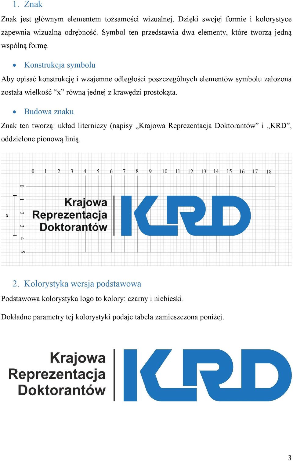 Konstrukcja symbolu Aby opisać konstrukcję i wzajemne odległości poszczególnych elementów symbolu założona została wielkość x równą jednej z krawędzi prostokąta.