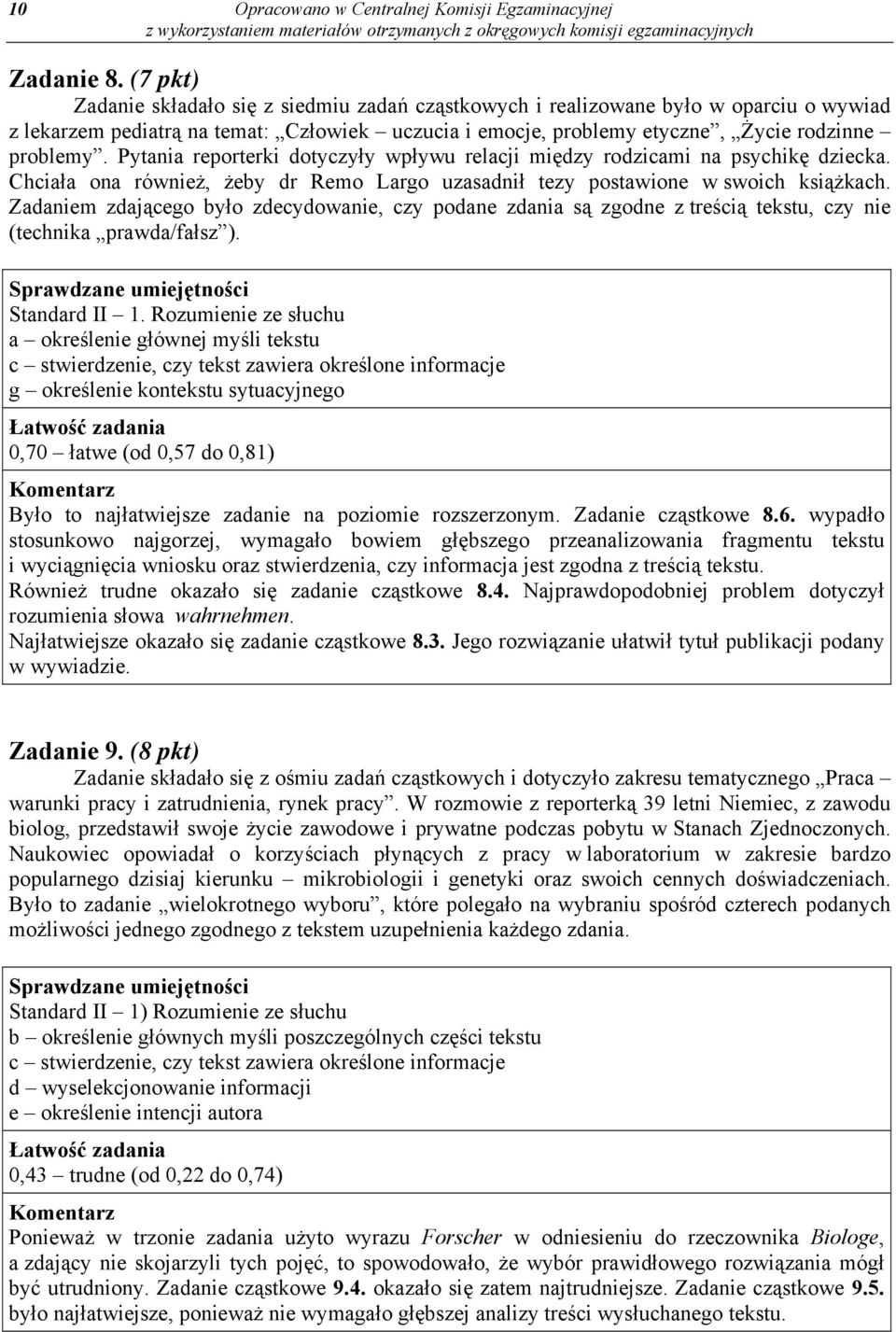 Pytania reporterki dotyczyły wpływu relacji między rodzicami na psychikę dziecka. Chciała ona również, żeby dr Remo Largo uzasadnił tezy postawione w swoich książkach.