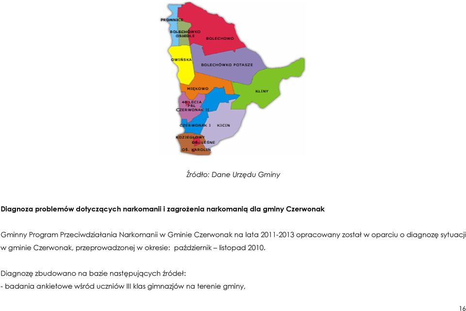 oparciu o diagnozę sytuacji w gminie Czerwonak, przeprowadzonej w okresie: październik listopad 2010.