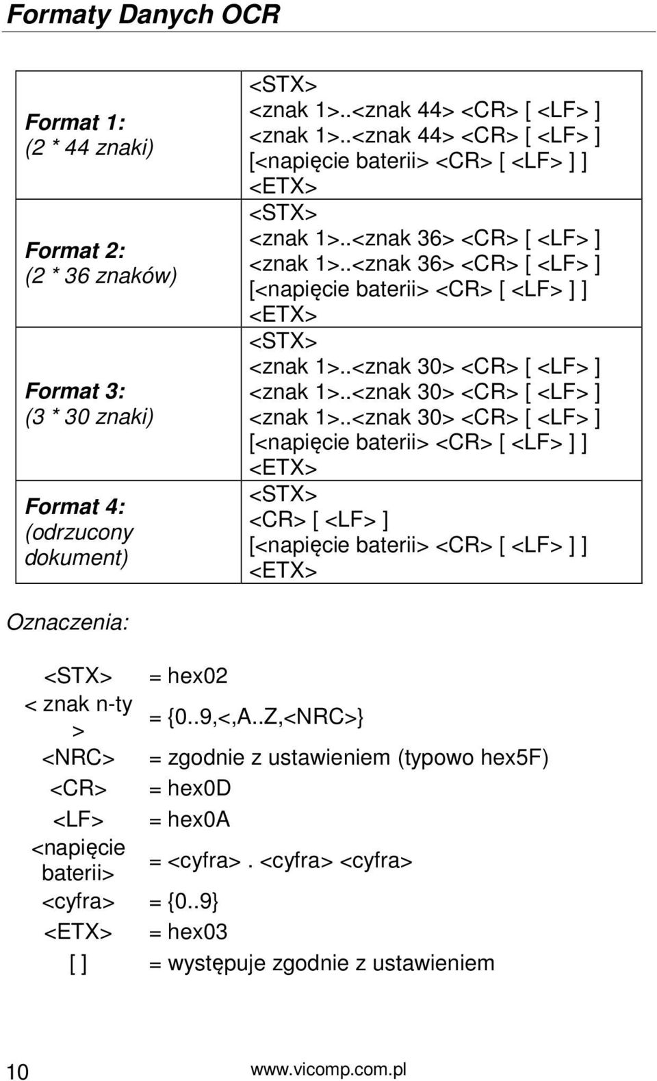 .<znak 30> <CR> [ <LF> ] <znak 1>.