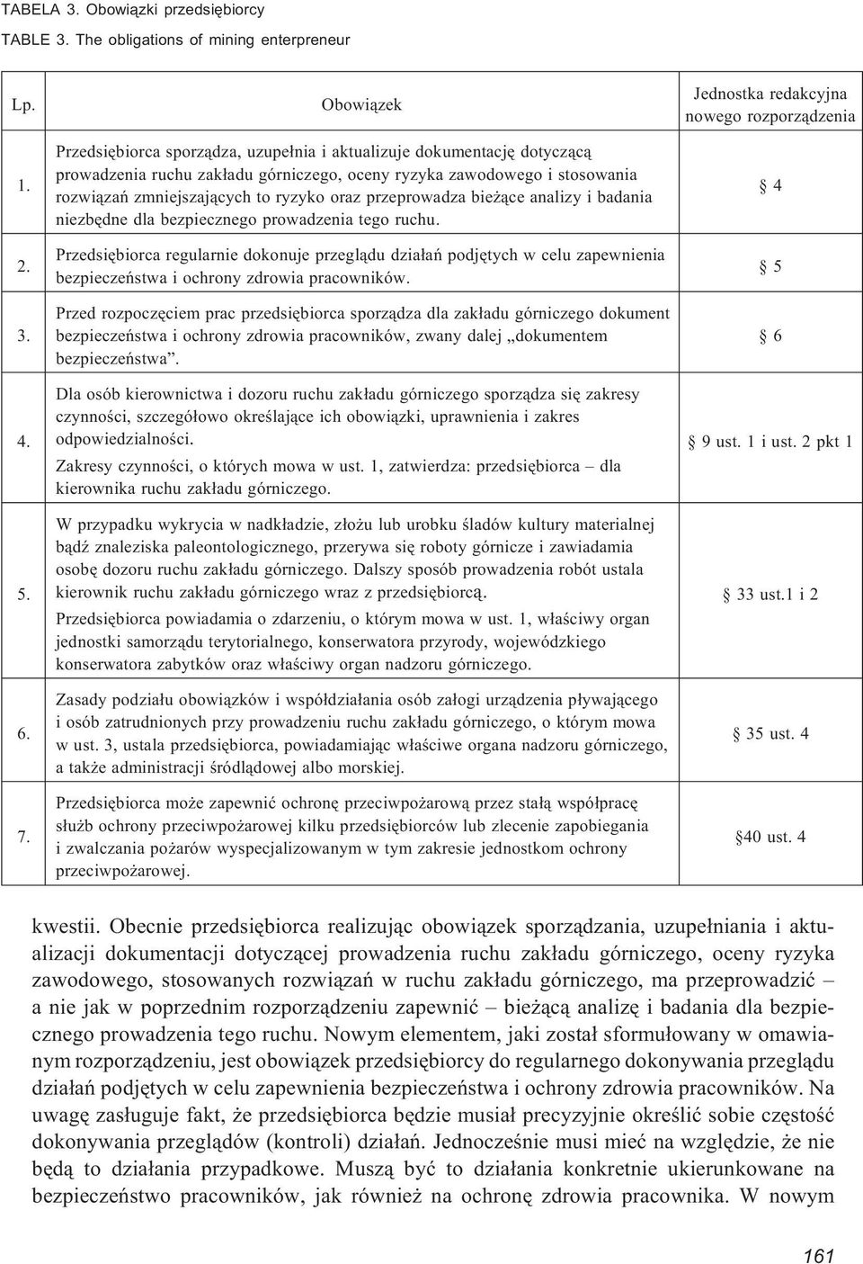 przeprowadza bie ¹ce analizy i badania niezbêdne dla bezpiecznego prowadzenia tego ruchu.