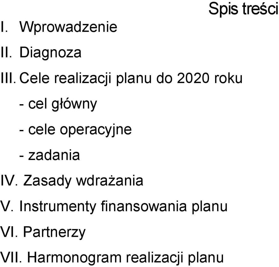 operacyjne - zadania IV. Zasady wdrażania V.