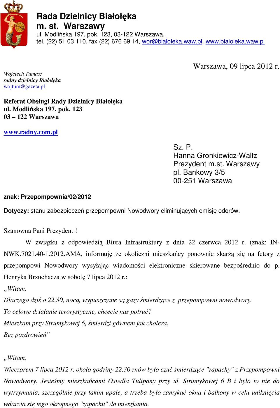 radny.com.pl Sz. P. Hanna Gronkiewicz-Waltz Prezydent m.st. Warszawy pl.