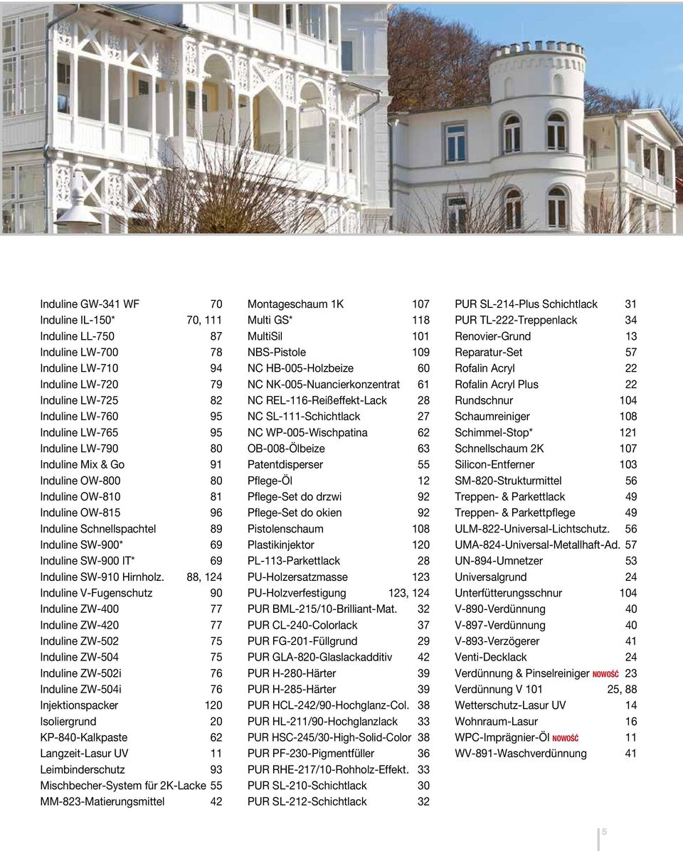 88, 124 Induline V-Fugenschutz 90 Induline ZW-400 77 Induline ZW-420 77 Induline ZW-502 75 Induline ZW-504 75 Induline ZW-502i 76 Induline ZW-504i 76 Injektionspacker 120 Isoliergrund 20
