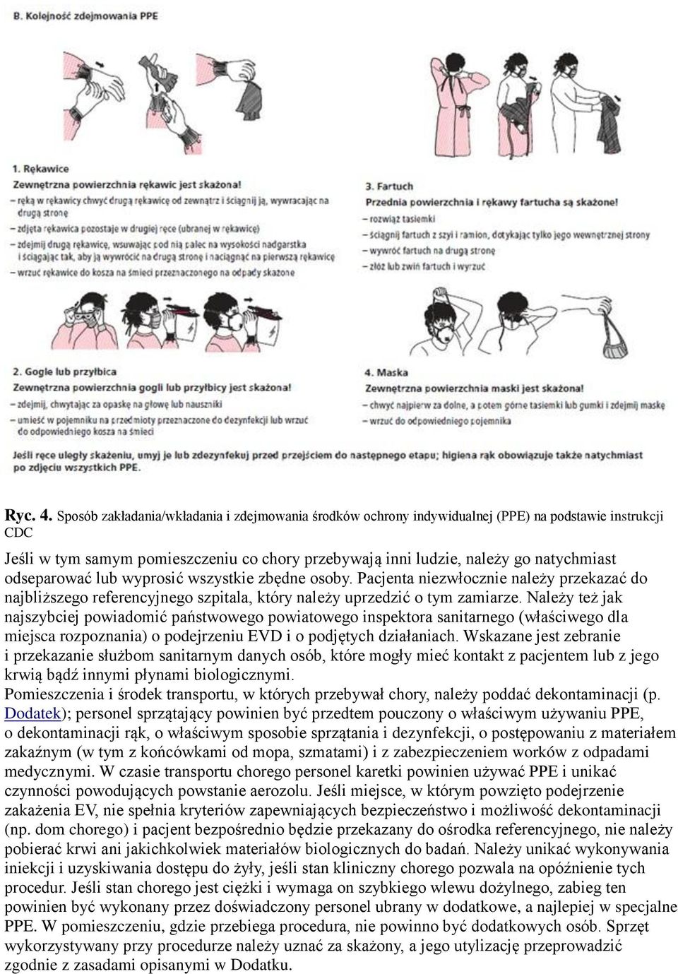 odseparować lub wyprosić wszystkie zbędne osoby. Pacjenta niezwłocznie należy przekazać do najbliższego referencyjnego szpitala, który należy uprzedzić o tym zamiarze.
