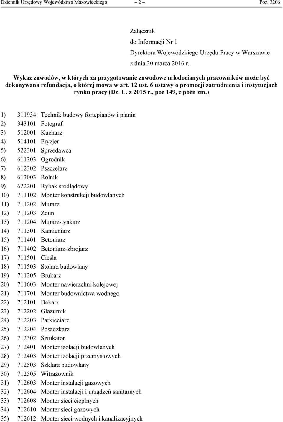 6 ustawy o promocji zatrudnienia i instytucjach rynku pracy (Dz. U. z 2015 r., poz 149, z późn zm.