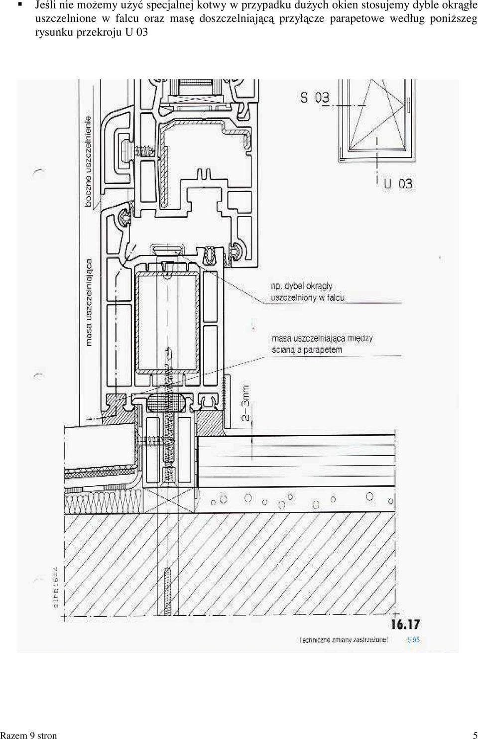 falcu oraz masę doszczelniającą przyłącze parapetowe