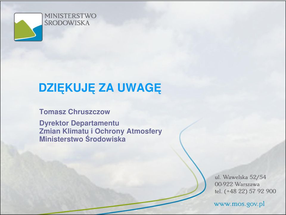 Departamentu Zmian Klimatu i