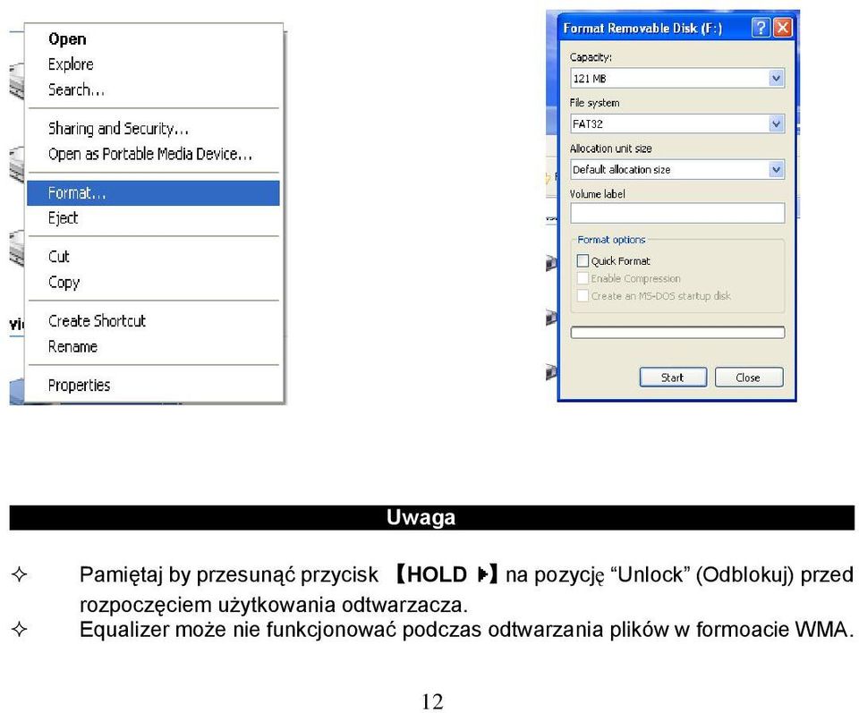 użytkowania odtwarzacza.