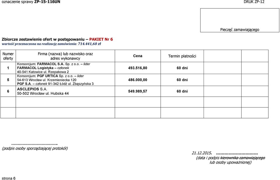 sorcjum: FARMACOL S.A. Sp. z o.o. lider FARMACOL Logistyka członek 40-41 Katowice ul.