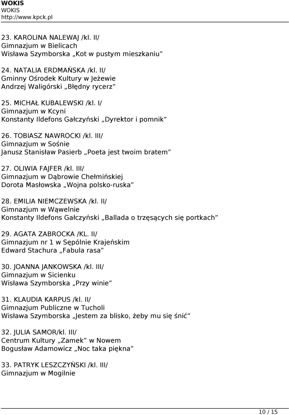 OLIWIA FAJFER /kl. III/ Gimnazjum w Dąbrowie Chełmińskiej Dorota Masłowska Wojna polsko-ruska 28. EMILIA NIEMCZEWSKA /kl.