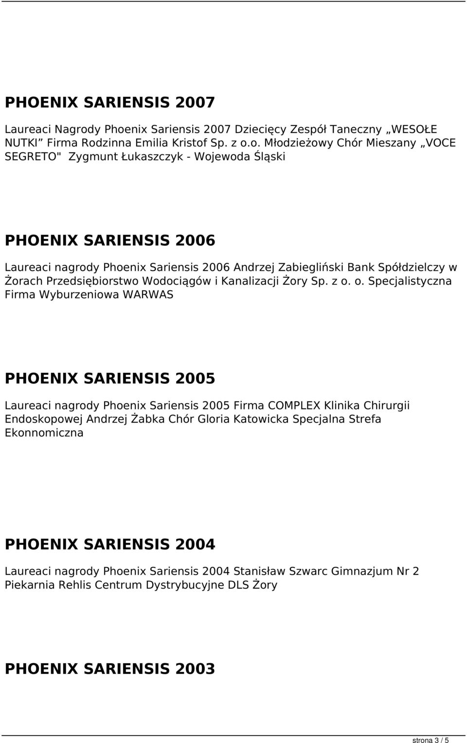 nix Sariensis 2007 Dziecięcy Zespół Taneczny WESOŁE NUTKI Firma Rod