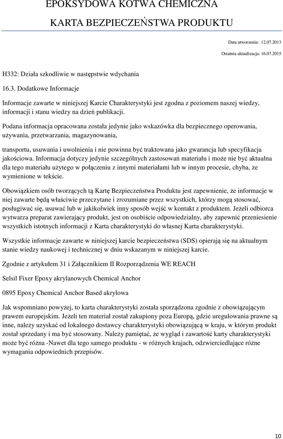 gwarancja lub specyfikacja jakościowa.