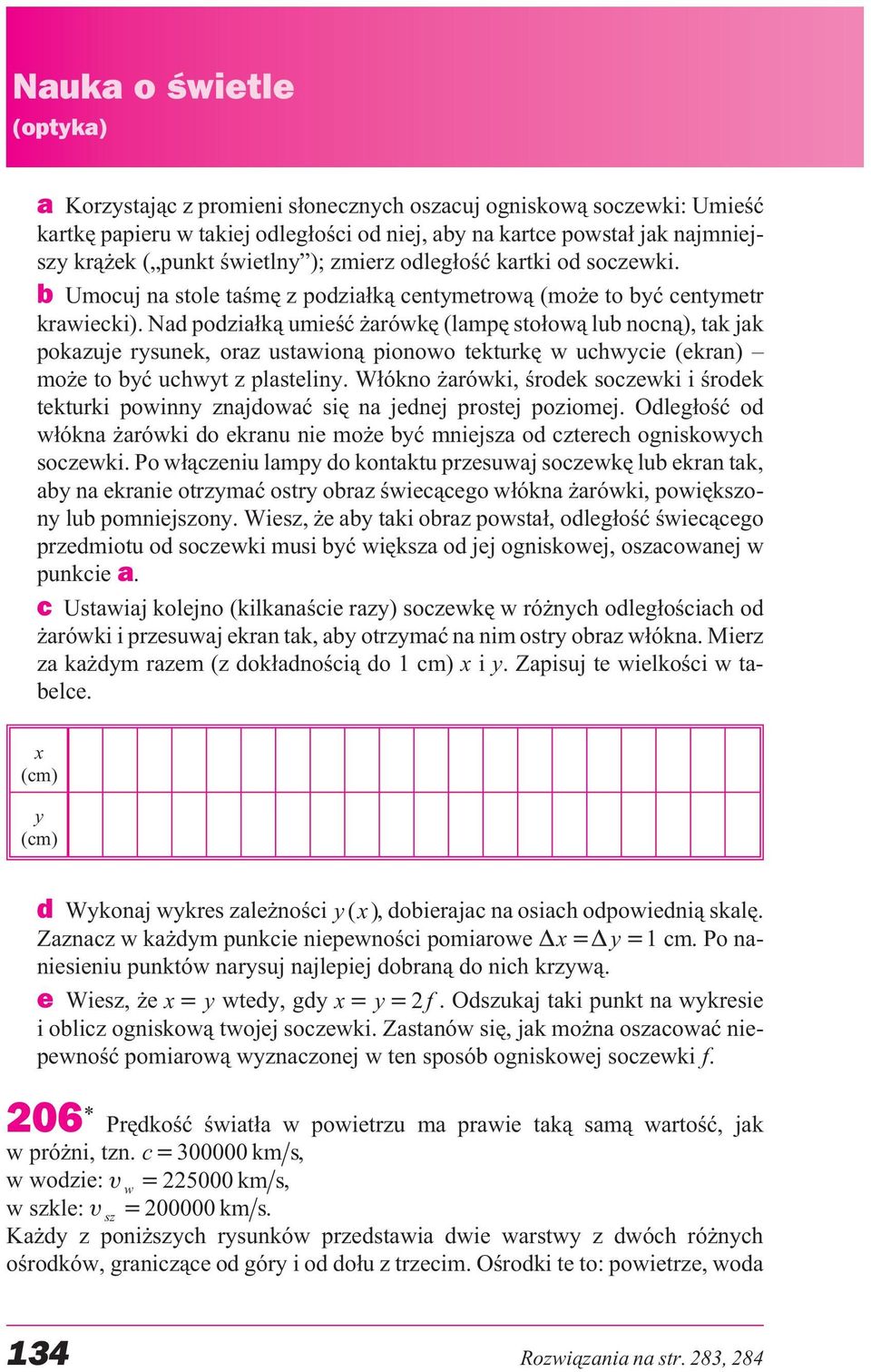 Nad podzia³k¹ umieœæ arówkê (lampê sto³ow¹ lub nocn¹), tak jak pokazuje rysunek, oraz ustawion¹ pionowo tekturkê w uchwycie (ekran) mo e to byæ uchwyt z plasteliny.