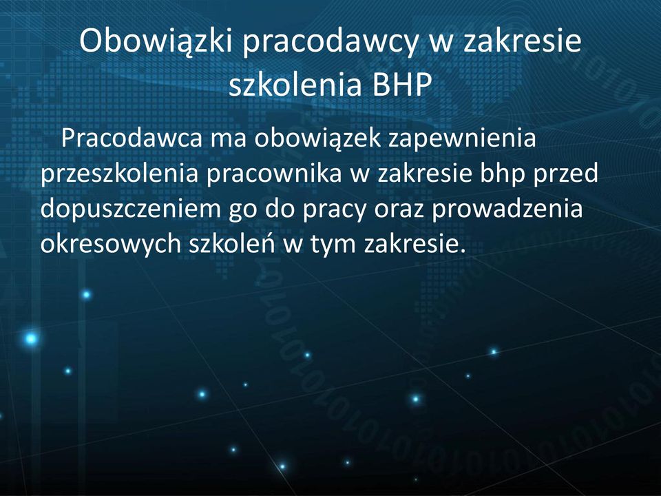 pracownika w zakresie bhp przed dopuszczeniem go do