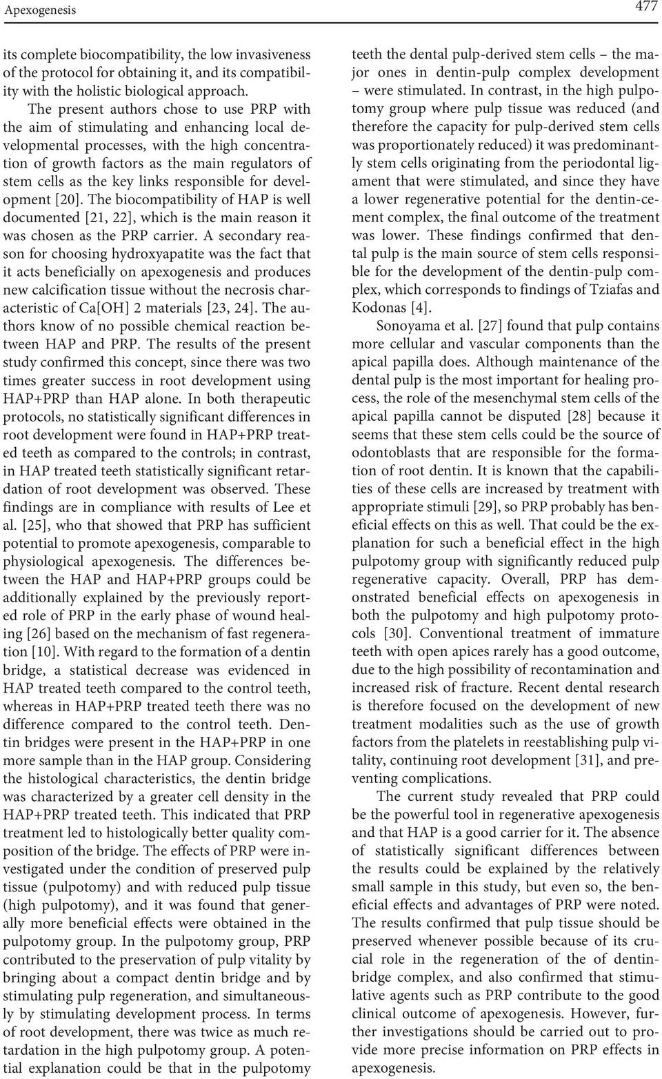 key links responsible for development [20]. The biocompatibility of HAP is well documented [21, 22], which is the main reason it was chosen as the PRP carrier.