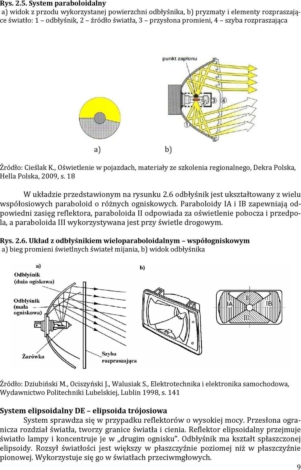 a) b) Źródło: Cieślak K., Oświetlenie w pojazdach, materiały ze szkolenia regionalnego, Dekra Polska, Hella Polska, 2009, s. 18 W układzie przedstawionym na rysunku 2.