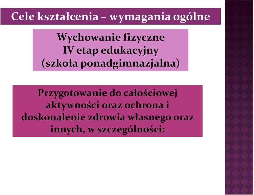 całościowej Przygotowanie do całościowej aktywności oraz