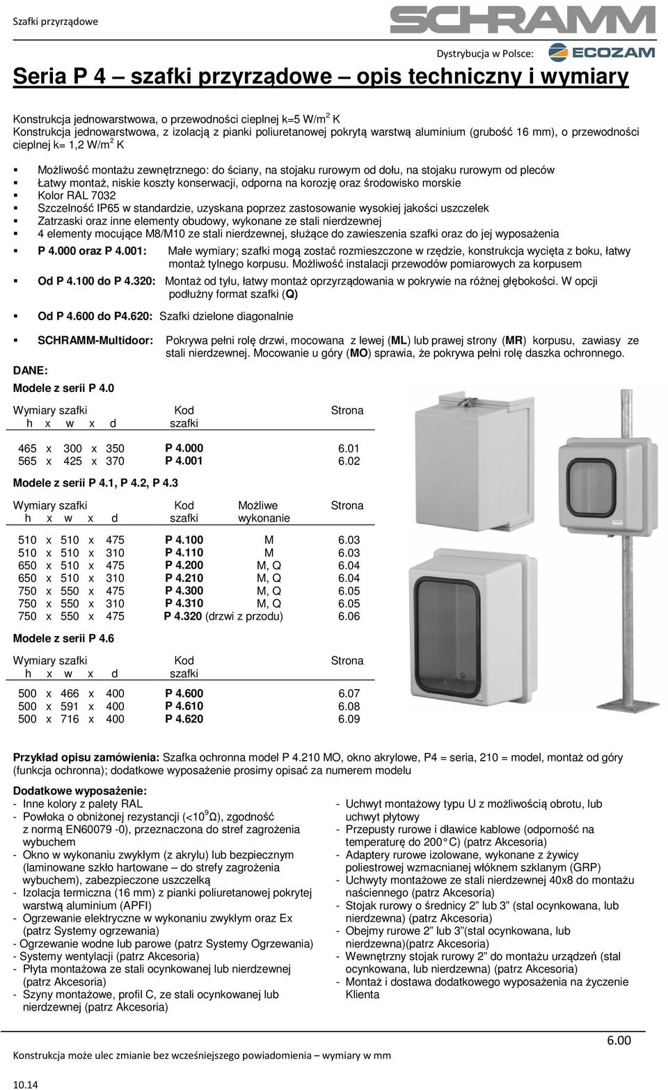 konserwacji, odporna na korozję oraz środowisko morskie Kolor RAL 7032 Szczelność IP65 w standardzie, uzyskana poprzez zastosowanie wysokiej jakości uszczelek Zatrzaski oraz inne elementy obudowy,