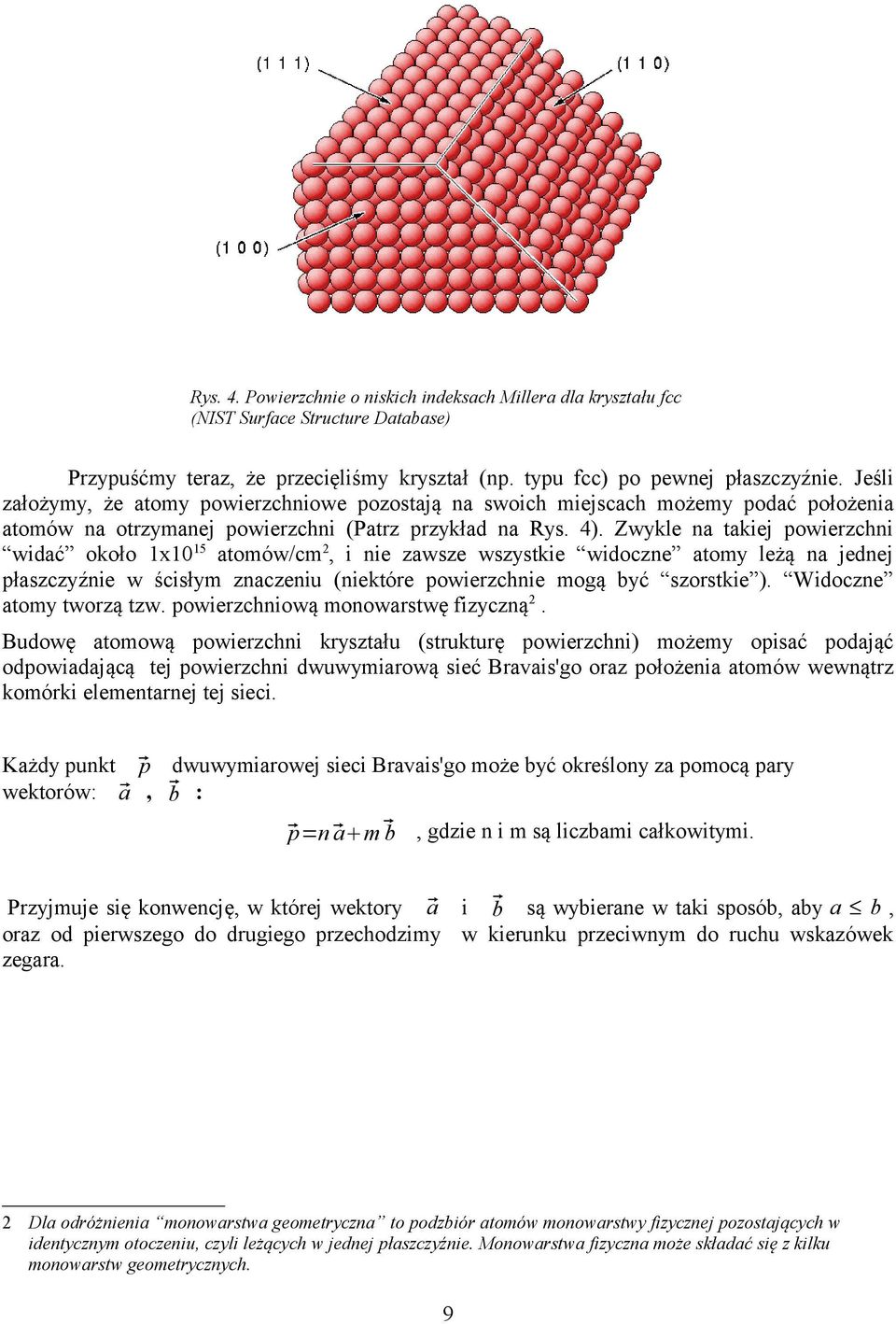 Zwykle na takiej powierzchni widać około 1x1015 atomów/cm2, i nie zawsze wszystkie widoczne atomy leżą na jednej płaszczyźnie w ścisłym znaczeniu (niektóre powierzchnie mogą być szorstkie ).