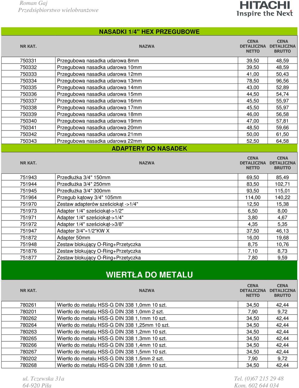 Przegubowa nasadka udarowa 17mm 45,50 55,97 750339 Przegubowa nasadka udarowa 18mm 46,00 56,58 750340 Przegubowa nasadka udarowa 19mm 47,00 57,81 750341 Przegubowa nasadka udarowa 20mm 48,50 59,66