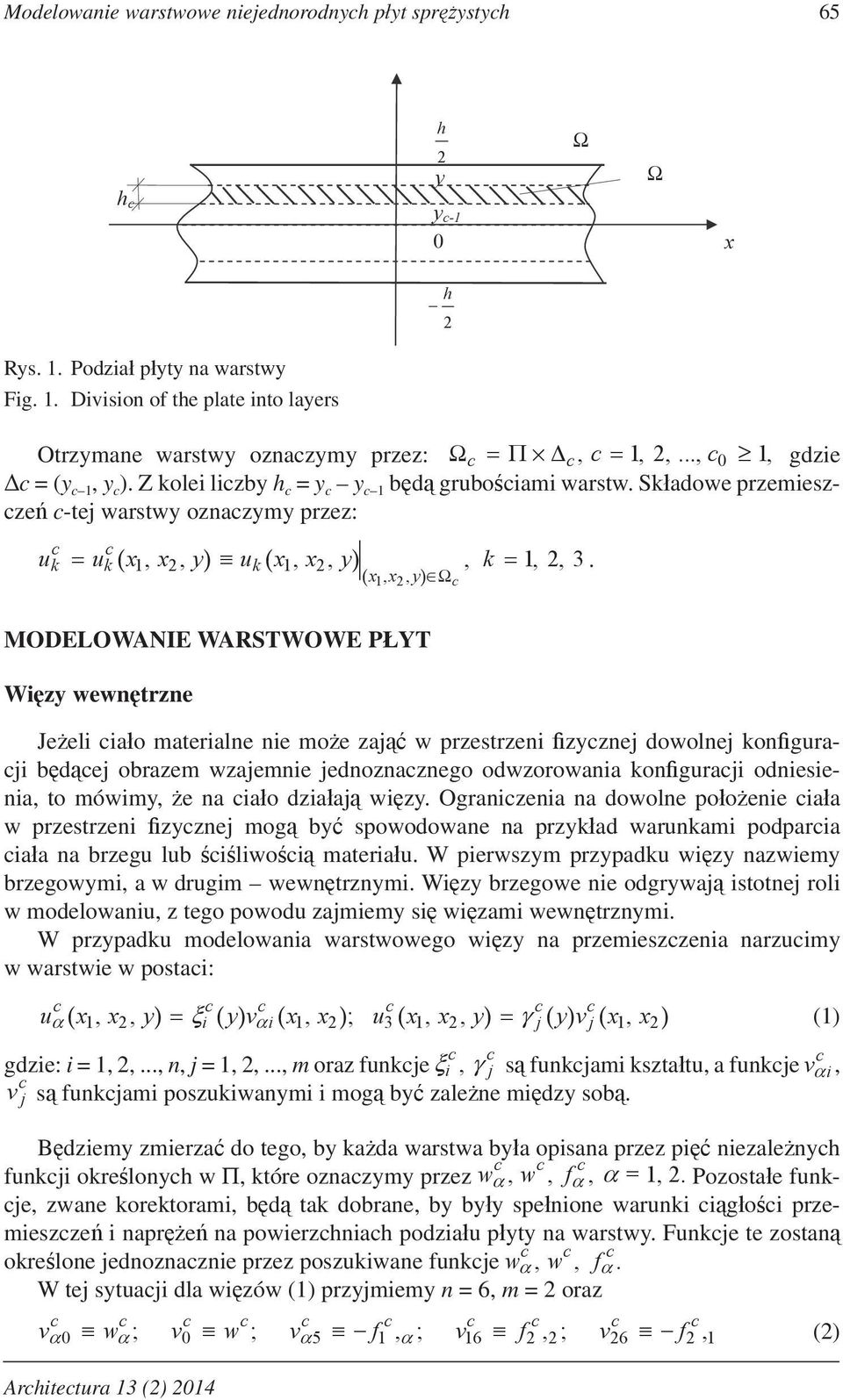 x x Arhitetura () 4 MODELOWANIE WARSTWOWE PYT Wiz wewntrzne Jeeli iao materialne nie moe zaj w przestrzeni zznej dowolnej konguraji bdej obrazem wzajemnie jednoznaznego odwzorowania konguraji