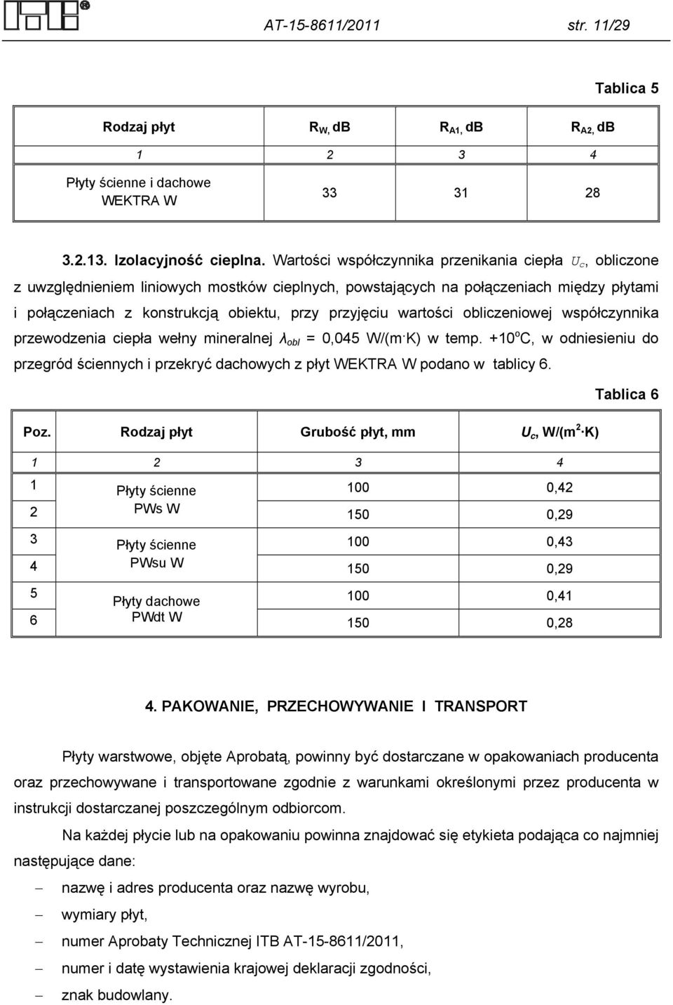 wartości obliczeniowej współczynnika przewodzenia ciepła wełny mineralnej λ obl = 0,045 W/(m K) w temp.