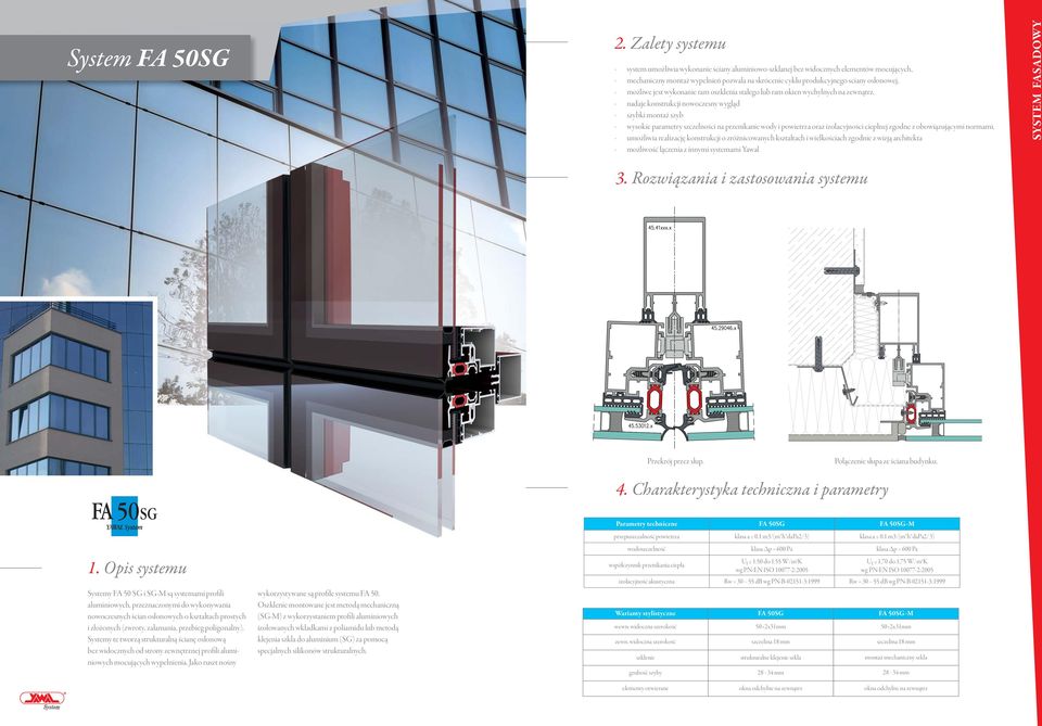 - nadaje konstrukcji nowoczesny wygląd - szybki montaż szyb - wysokie parametry szczelności na przenikanie wody i powietrza oraz izolacyjności cieplnej zgodne z obowiązującymi normami.