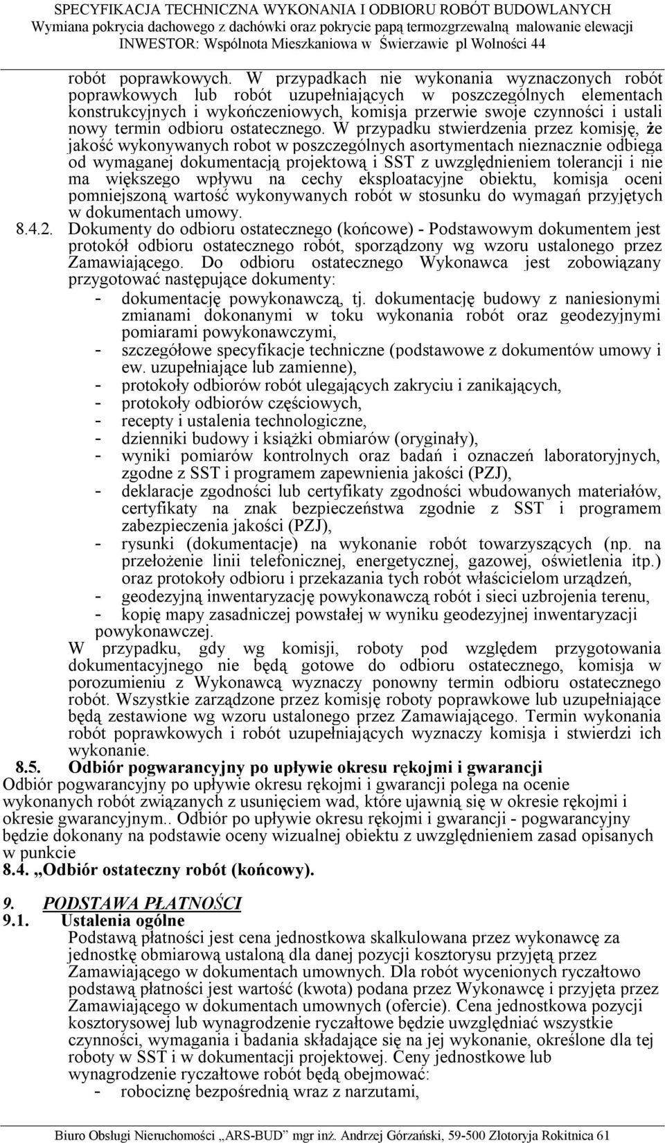 termin odbioru ostatecznego.
