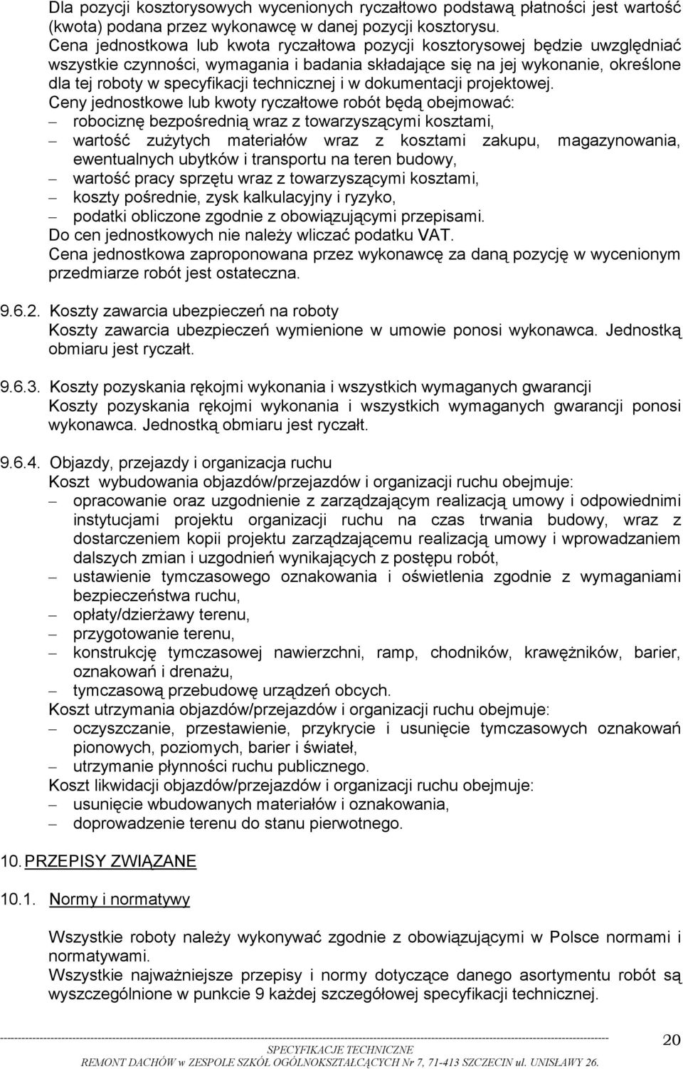 technicznej i w dokumentacji projektowej.